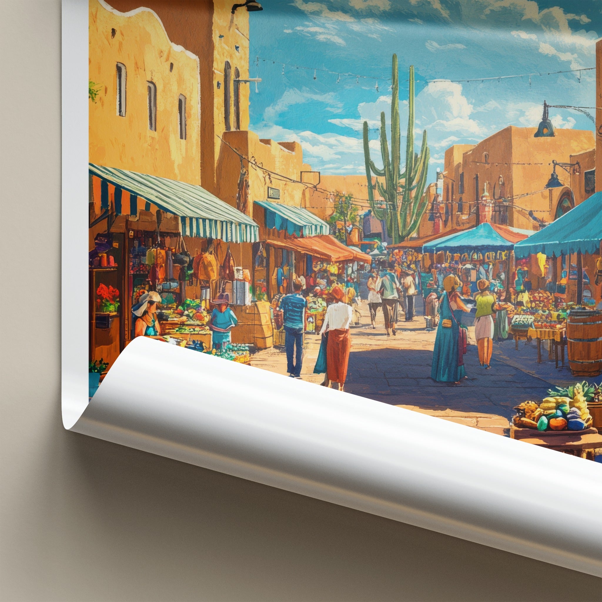 Tucson Poster - Arizona Travel Art - Market Street Saguaro Home Decor
