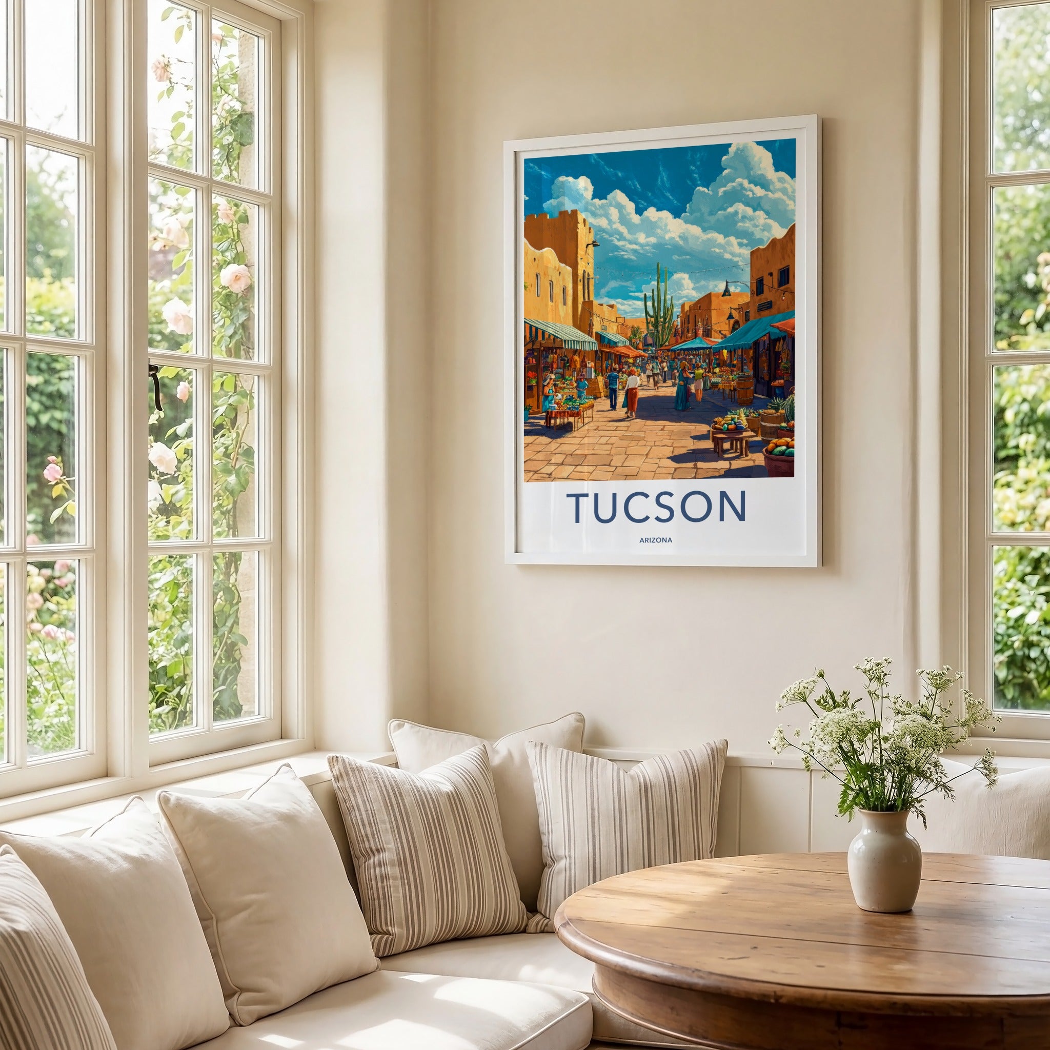 Tucson Poster - Arizona Travel Art - Market Street Saguaro Home Decor