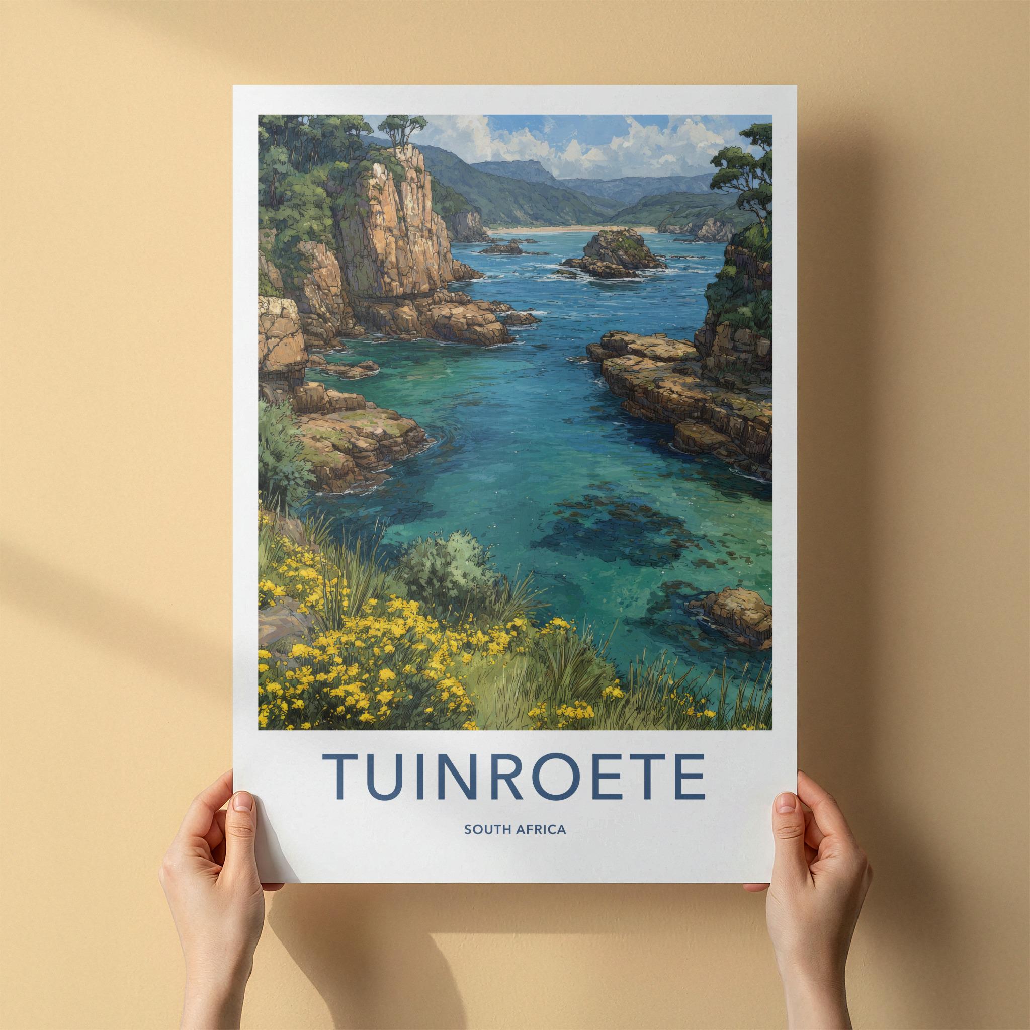 Tuinroete Poster - South Africa Art Print - Turquoise Water Cliffs Gift