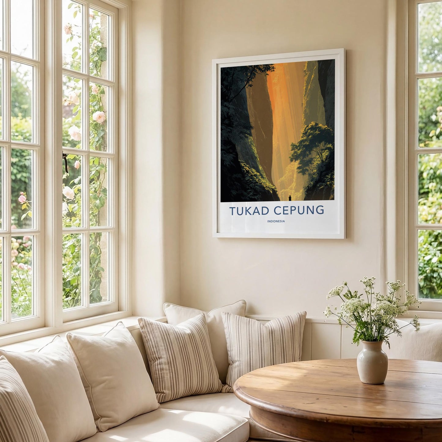 Tukad Cepung Poster - Indonesia Travel Art - Sunlit Canyon Rays Wall Decor