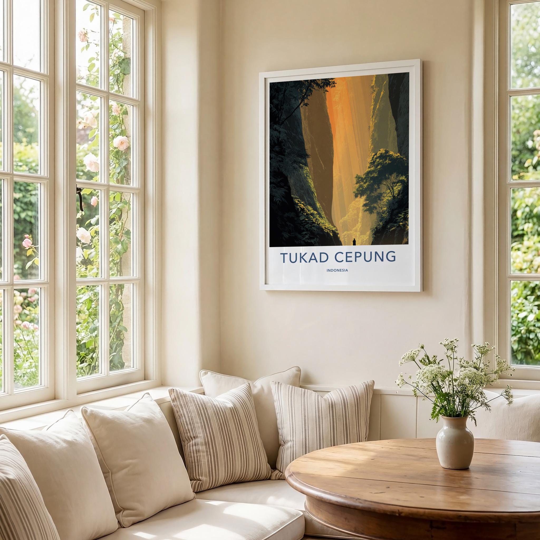 Tukad Cepung Poster - Indonesia Travel Art - Sunlit Canyon Rays Wall Decor