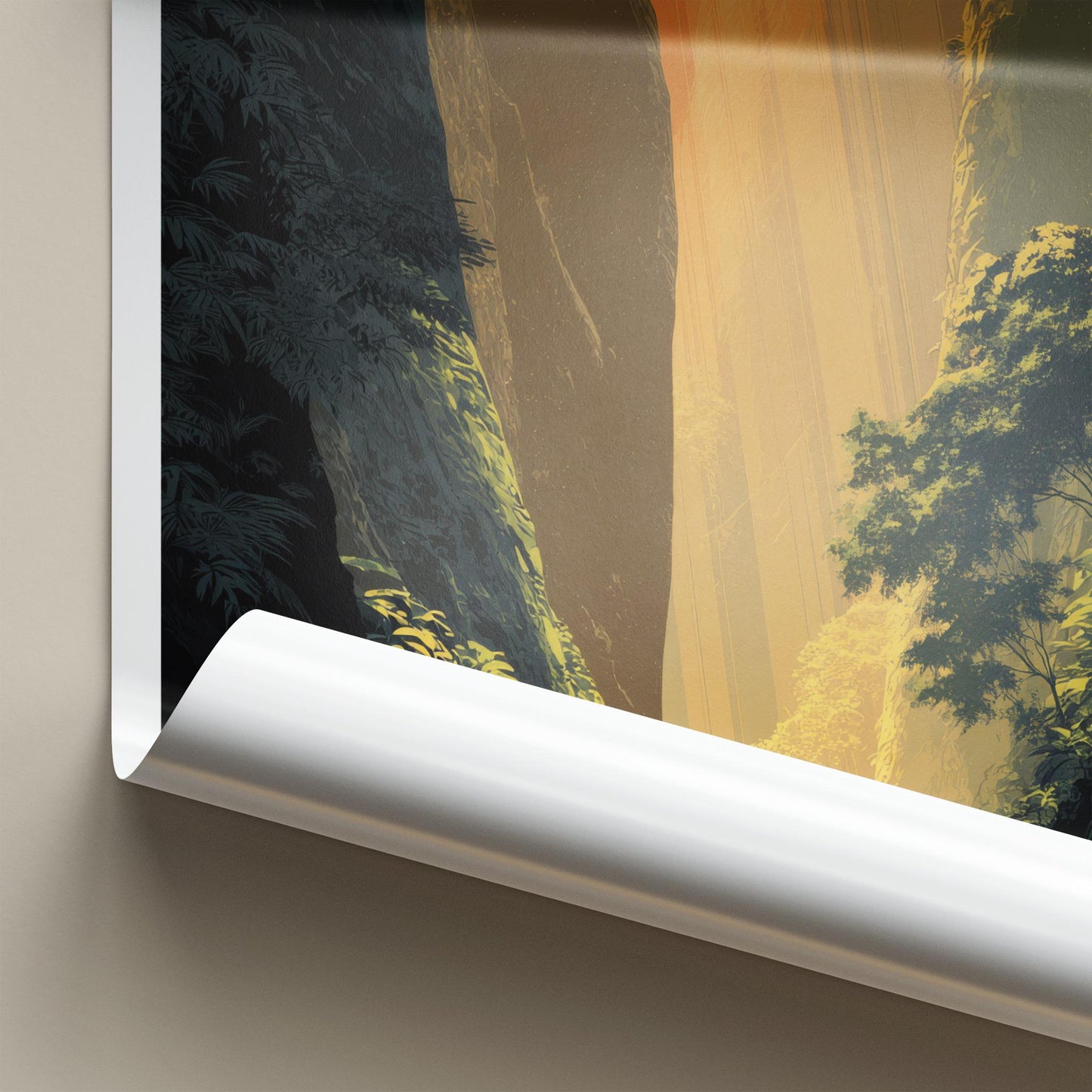 Tukad Cepung Poster - Indonesia Travel Art - Sunlit Canyon Rays Wall Decor