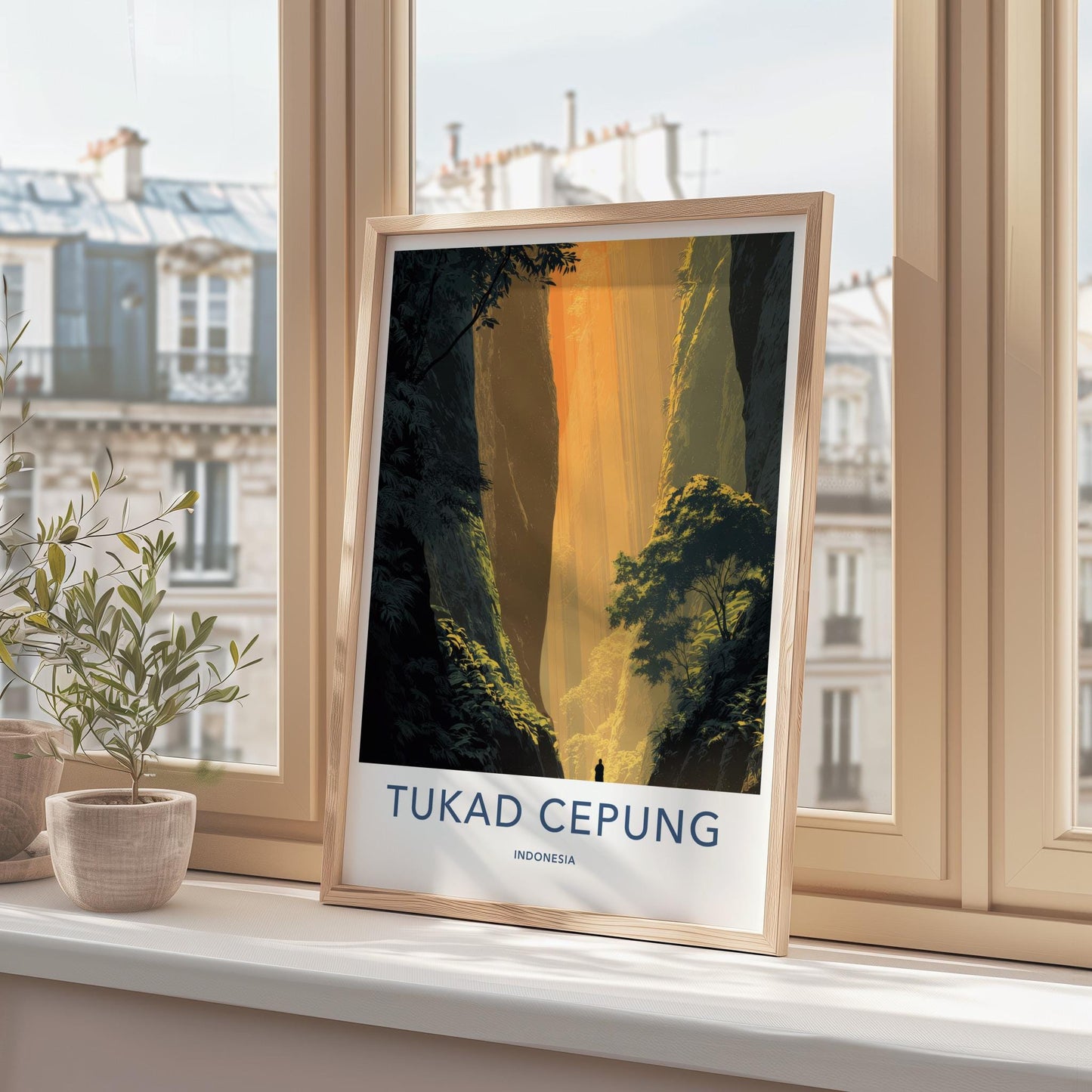 Tukad Cepung Poster - Indonesia Travel Art - Sunlit Canyon Rays Wall Decor