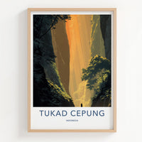Tukad Cepung Poster - Indonesia Travel Art - Sunlit Canyon Rays Wall Decor