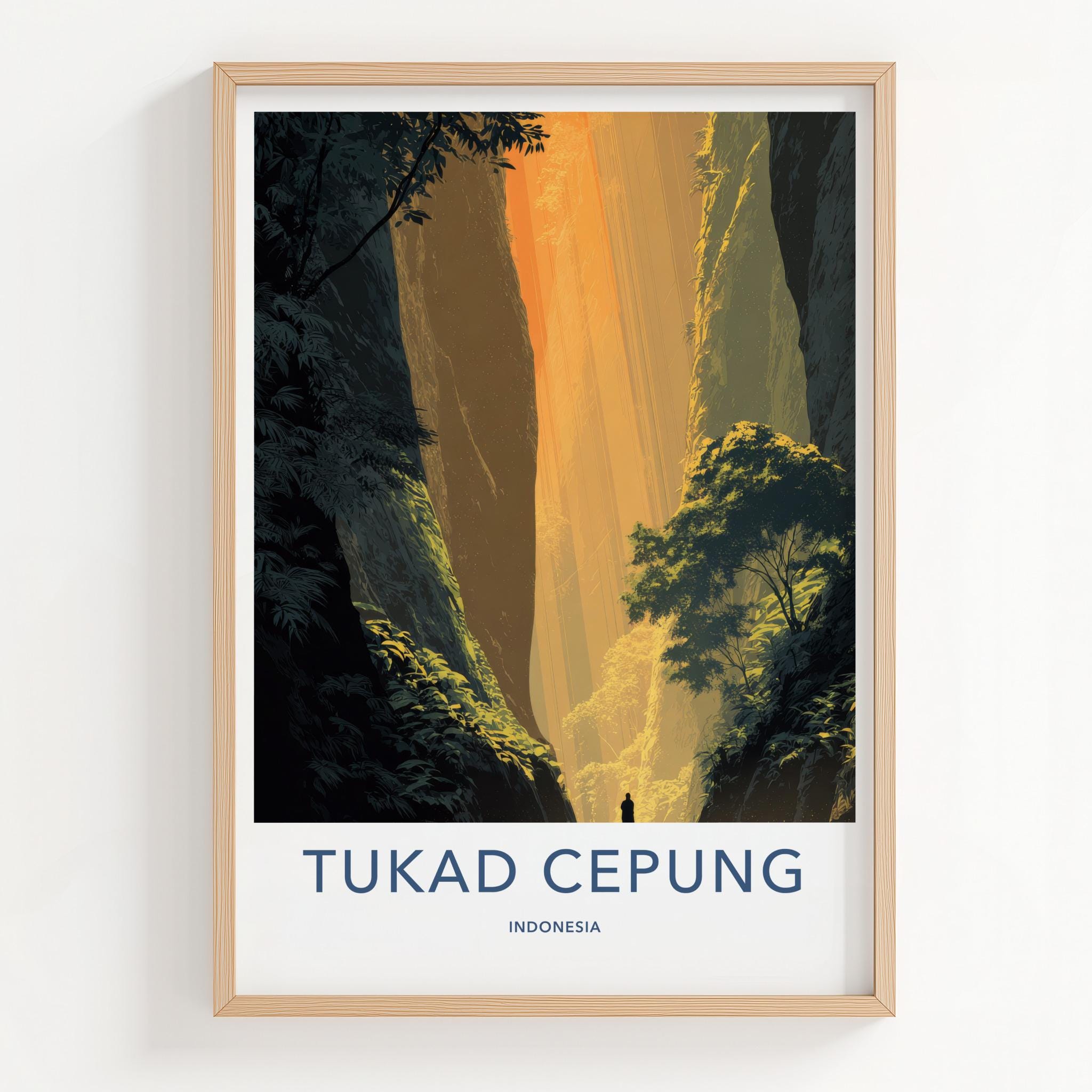 Tukad Cepung Poster - Indonesia Travel Art - Sunlit Canyon Rays Wall Decor