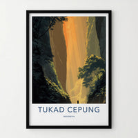 Tukad Cepung Poster - Indonesia Travel Art - Sunlit Canyon Rays Wall Decor
