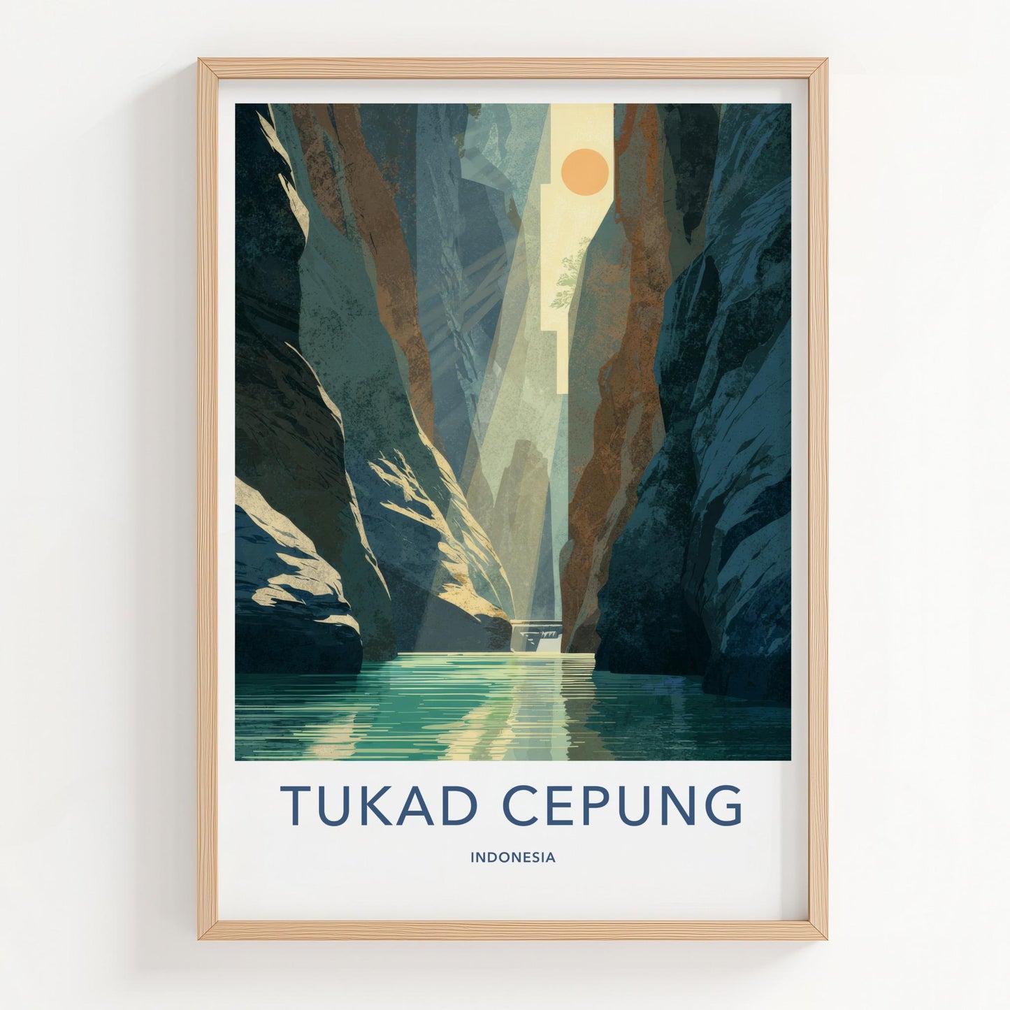 Tukad Cepung Poster - Indonesia Travel Art - Sunlit Canyon River Home Decor