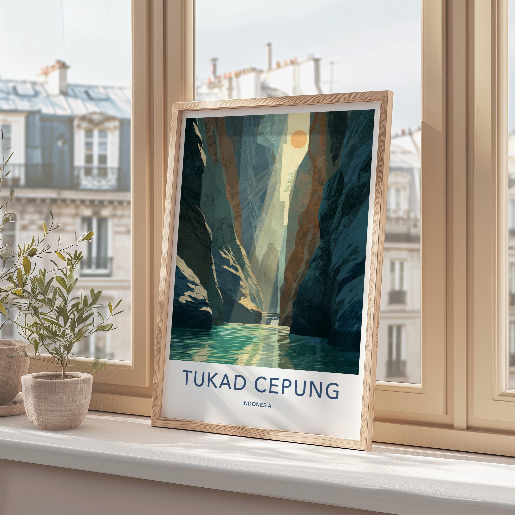 Tukad Cepung Poster - Indonesia Travel Art - Sunlit Canyon River Home Decor