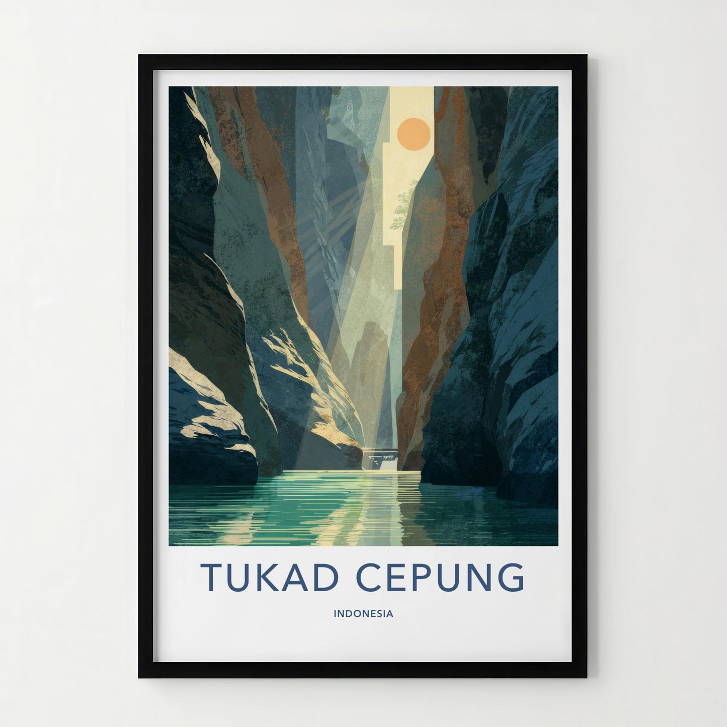 Tukad Cepung Poster - Indonesia Travel Art - Sunlit Canyon River Home Decor