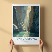 Tukad Cepung Poster - Indonesia Travel Art - Sunlit Canyon River Home Decor