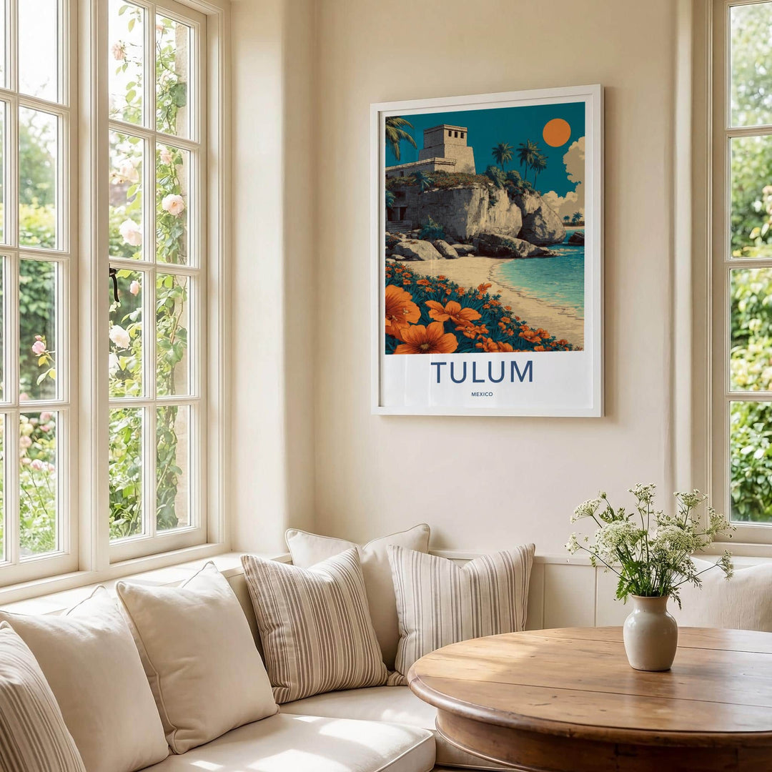 Tulum Poster - Mexico Framed Art - Ancient Temple Coast Home Decor