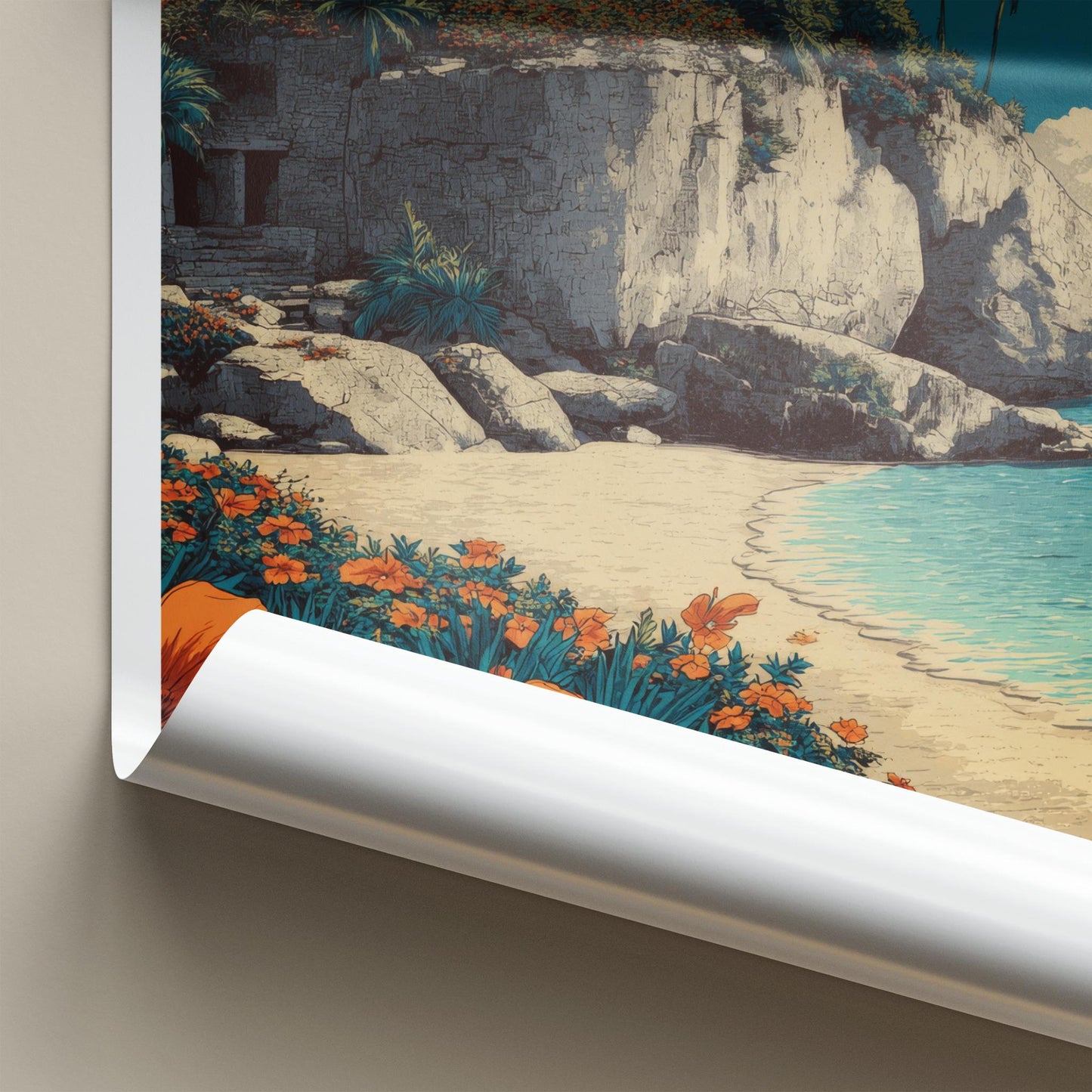 Tulum Poster - Mexico Framed Art - Ancient Temple Coast Home Decor