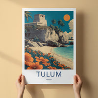 Tulum Poster - Mexico Framed Art - Ancient Temple Coast Home Decor