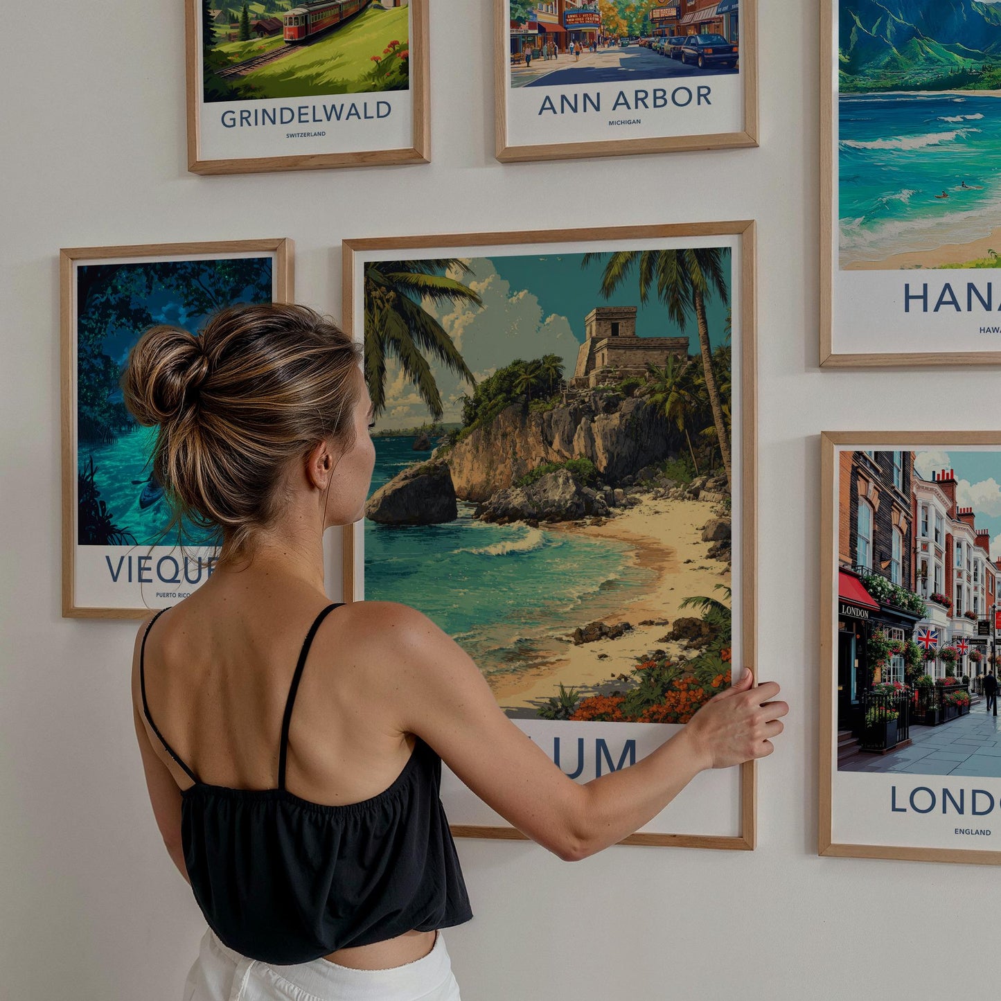 Tulum Poster - Mexico Travel Art - Ancient Cliff Beach Home Decor