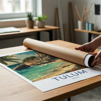 Tulum Poster - Mexico Travel Art - Ancient Cliff Beach Home Decor