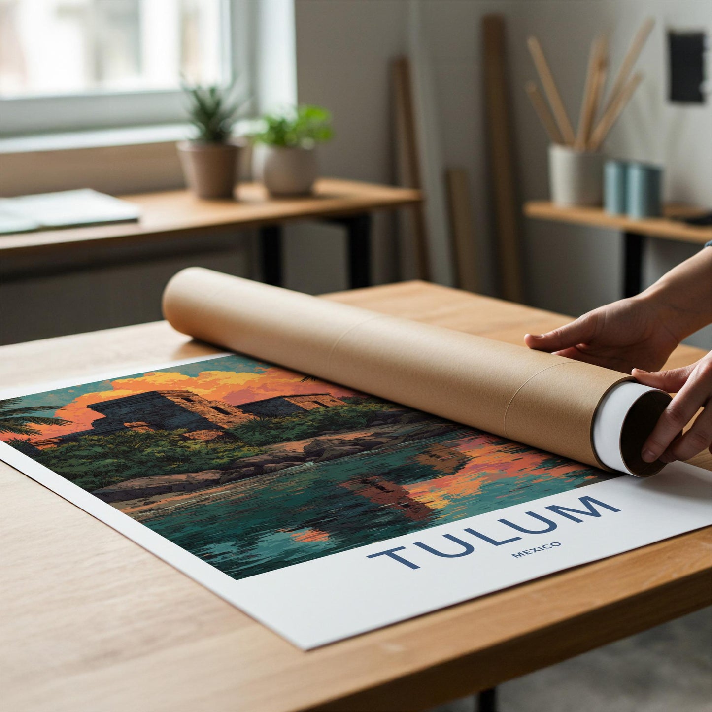 Tulum Poster - Mexico Travel Art - Ancient Coastal Ruins Home Decor