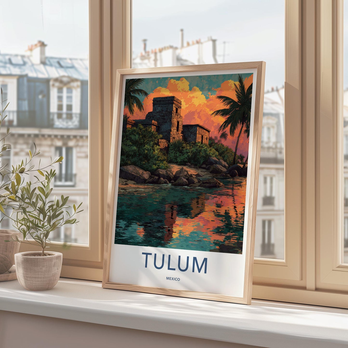 Tulum Poster - Mexico Travel Art - Ancient Coastal Ruins Home Decor