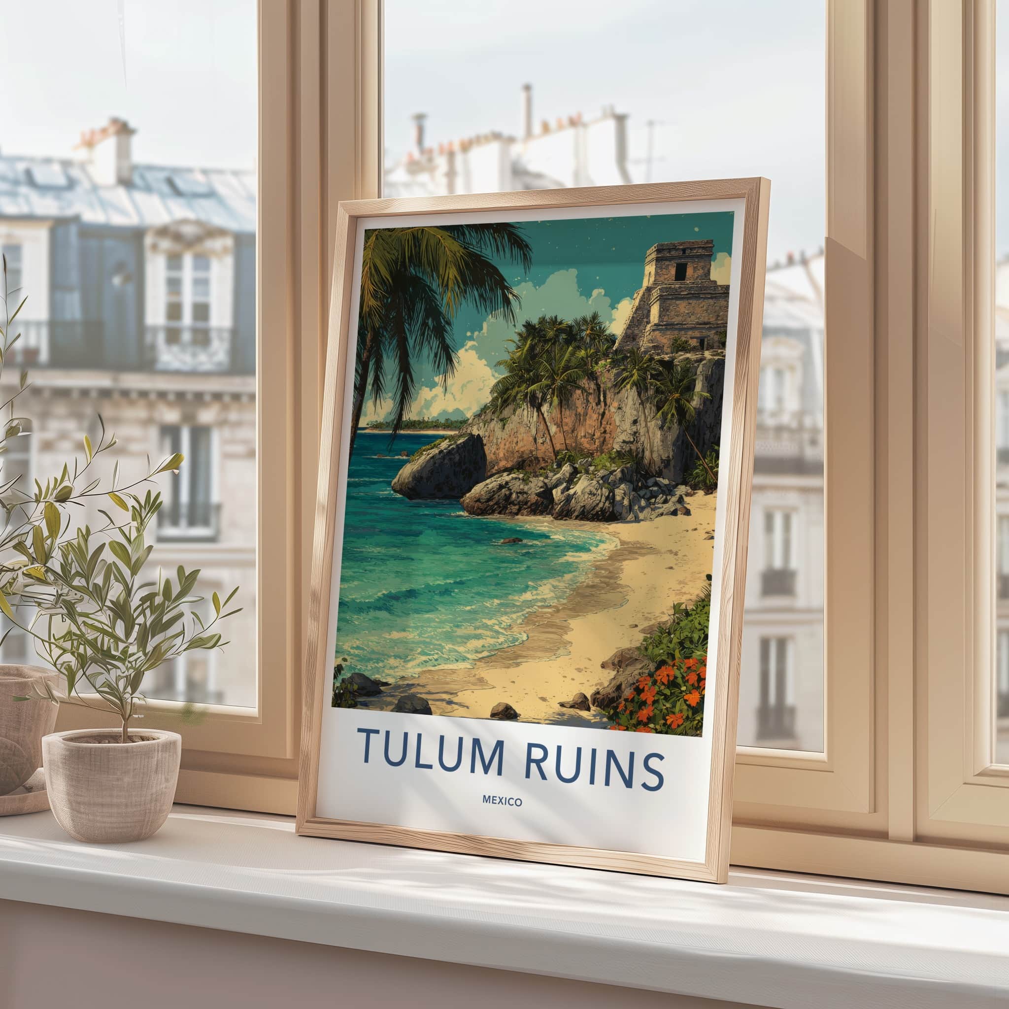 Tulum Poster - Mexico Travel Art - Ancient Mayan Temple Home Decor