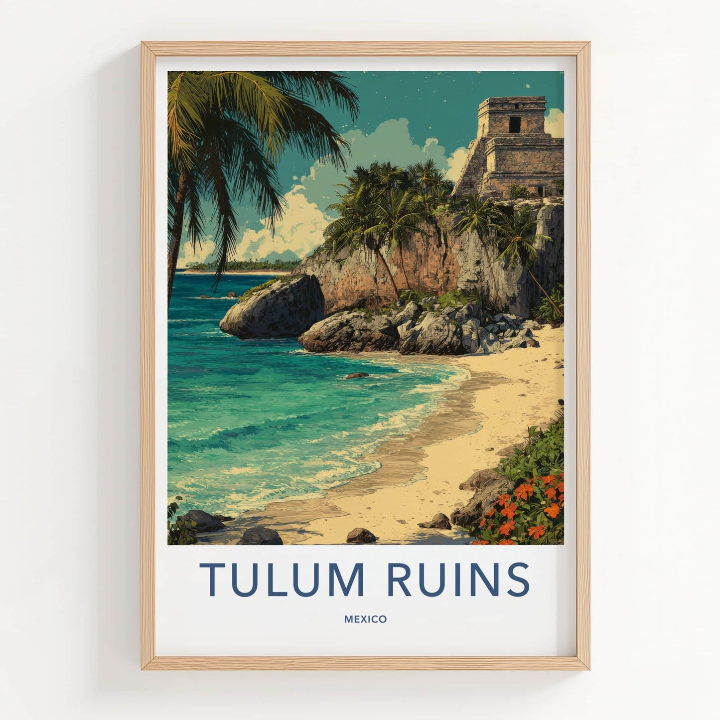 Tulum Poster - Mexico Travel Art - Ancient Mayan Temple Home Decor