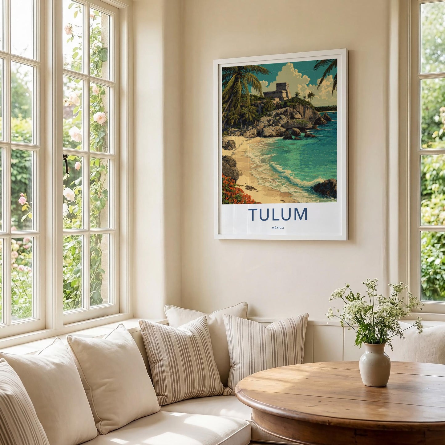 Tulum Poster - Mexico Travel Art - Cliffside Mayan Temple Home Decor