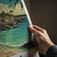 Tulum Poster - Mexico Travel Art - Cliffside Mayan Temple Home Decor