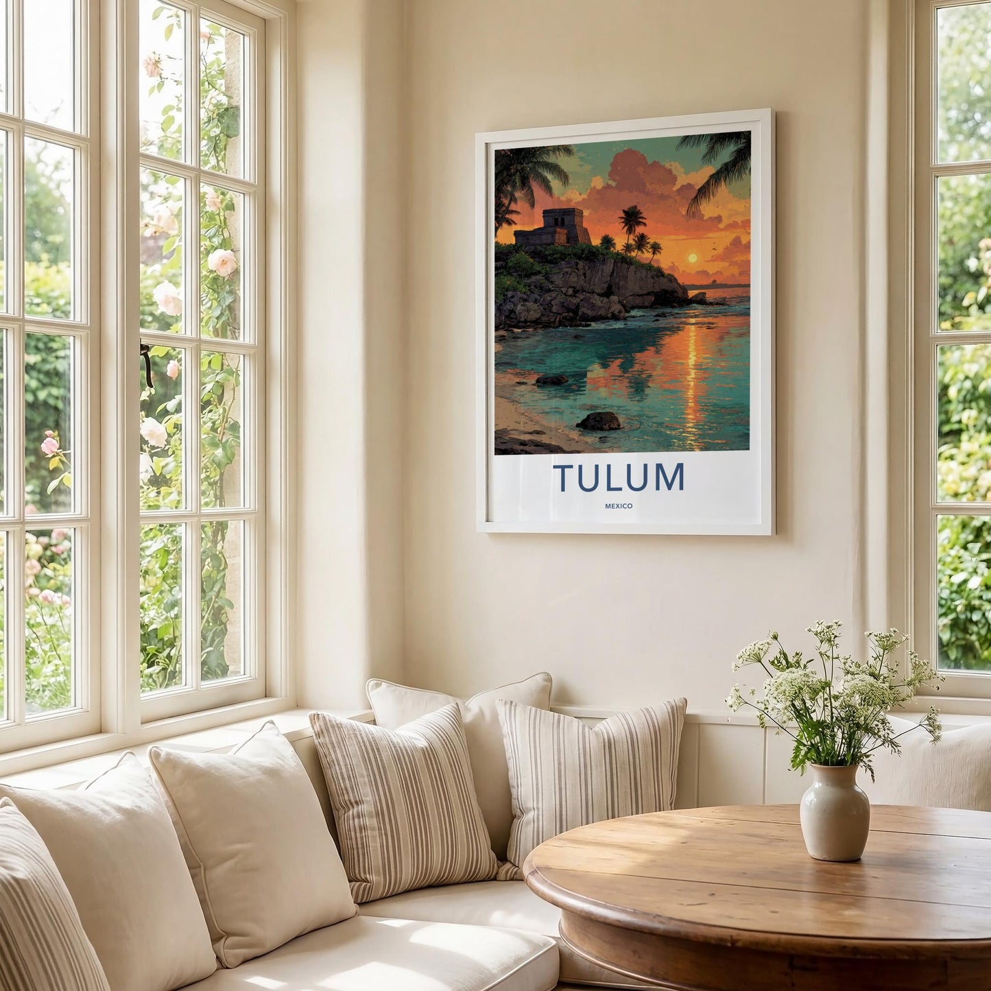 Tulum Poster - Mexico Travel Art - Tropical Cliff Sunset Home Decor