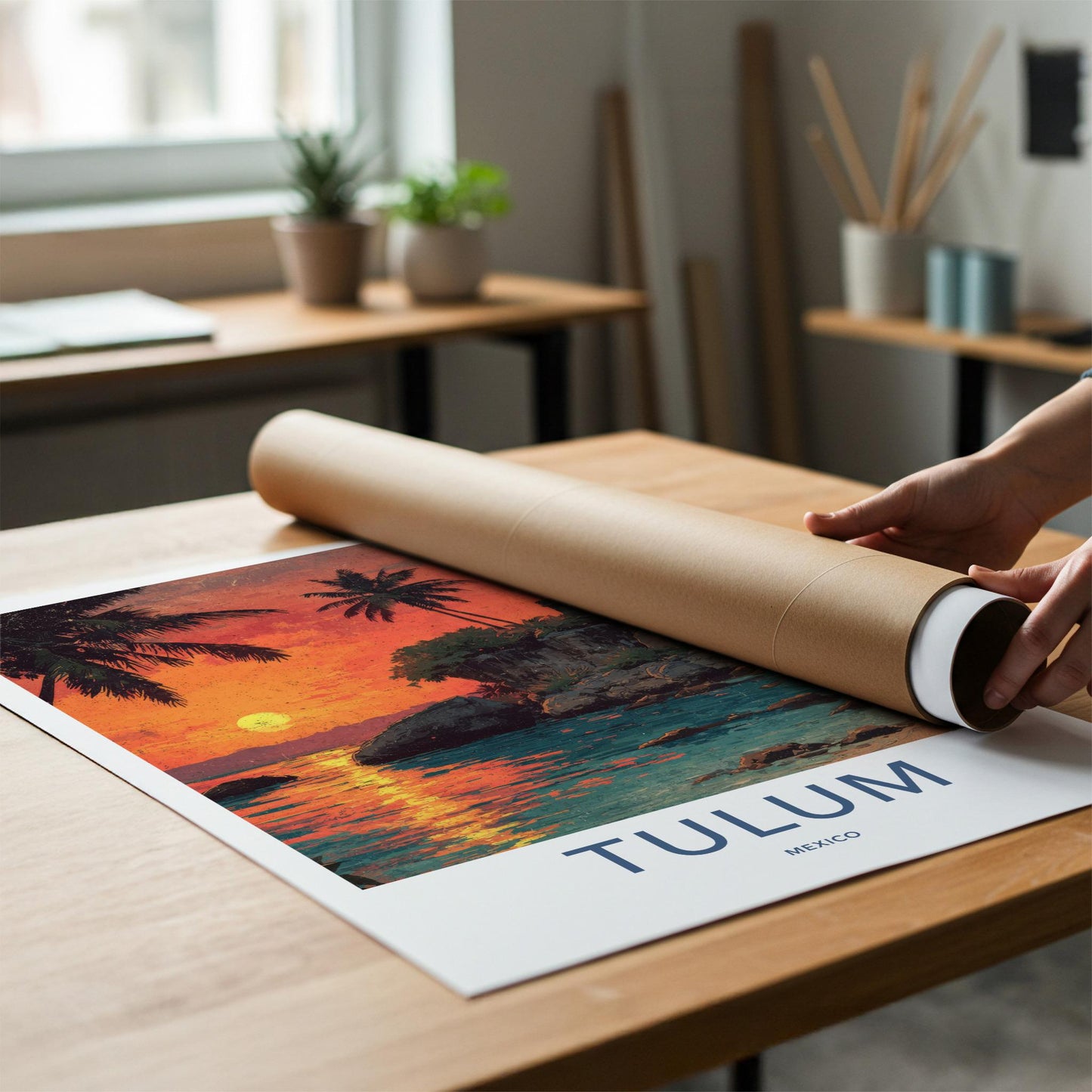 Tulum Poster - Mexico Travel Art - Tropical Ruins Sunset Wall Decor
