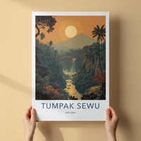 Tumpak Sewu Poster - Indonesia Travel Art - Jungle Waterfall Gorge Gallery Art