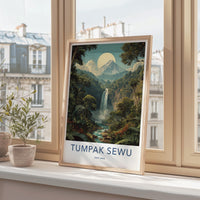 Tumpak Sewu Poster - Indonesia Travel Art - Jungle Waterfall Mountain Home Decor