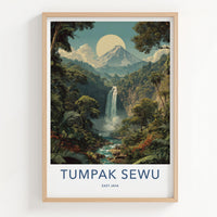 Tumpak Sewu Poster - Indonesia Travel Art - Jungle Waterfall Mountain Home Decor