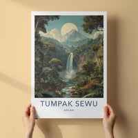 Tumpak Sewu Poster - Indonesia Travel Art - Jungle Waterfall Mountain Home Decor