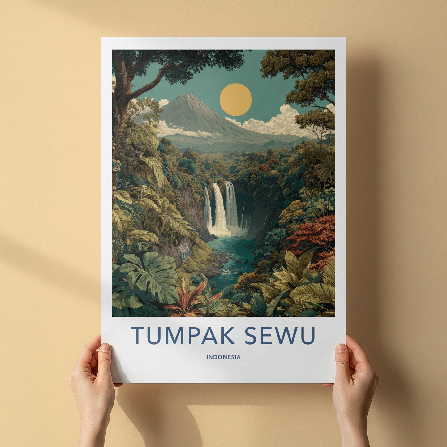 Tumpak Sewu Poster - Indonesia Wall Art - Lush Jungle Waterfall Home Decor
