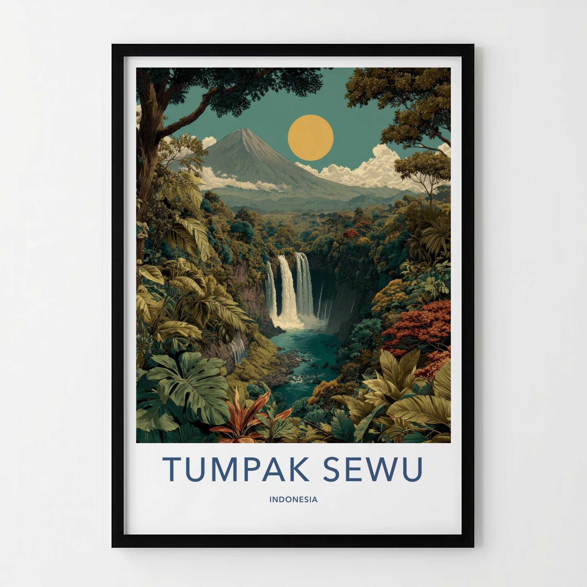 Tumpak Sewu Poster - Indonesia Wall Art - Lush Jungle Waterfall Home Decor