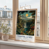 Tumpak Sewu Poster - Indonesia Wall Art - Lush Jungle Waterfall Home Decor