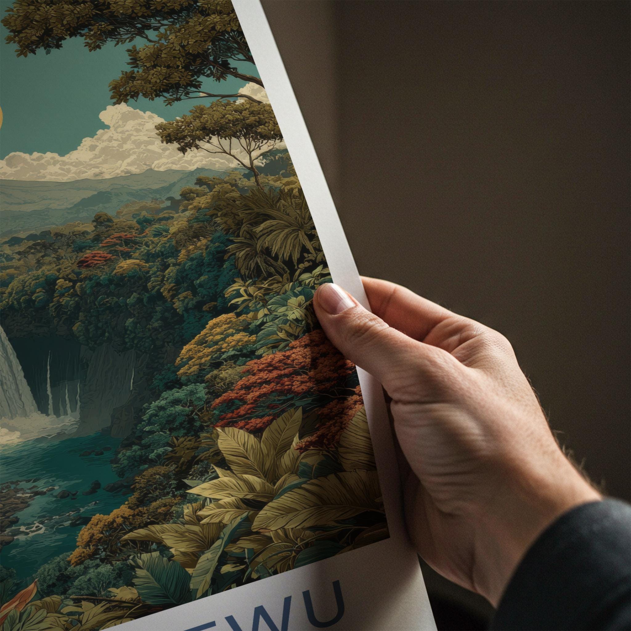 Tumpak Sewu Poster - Indonesia Wall Art - Lush Jungle Waterfall Home Decor