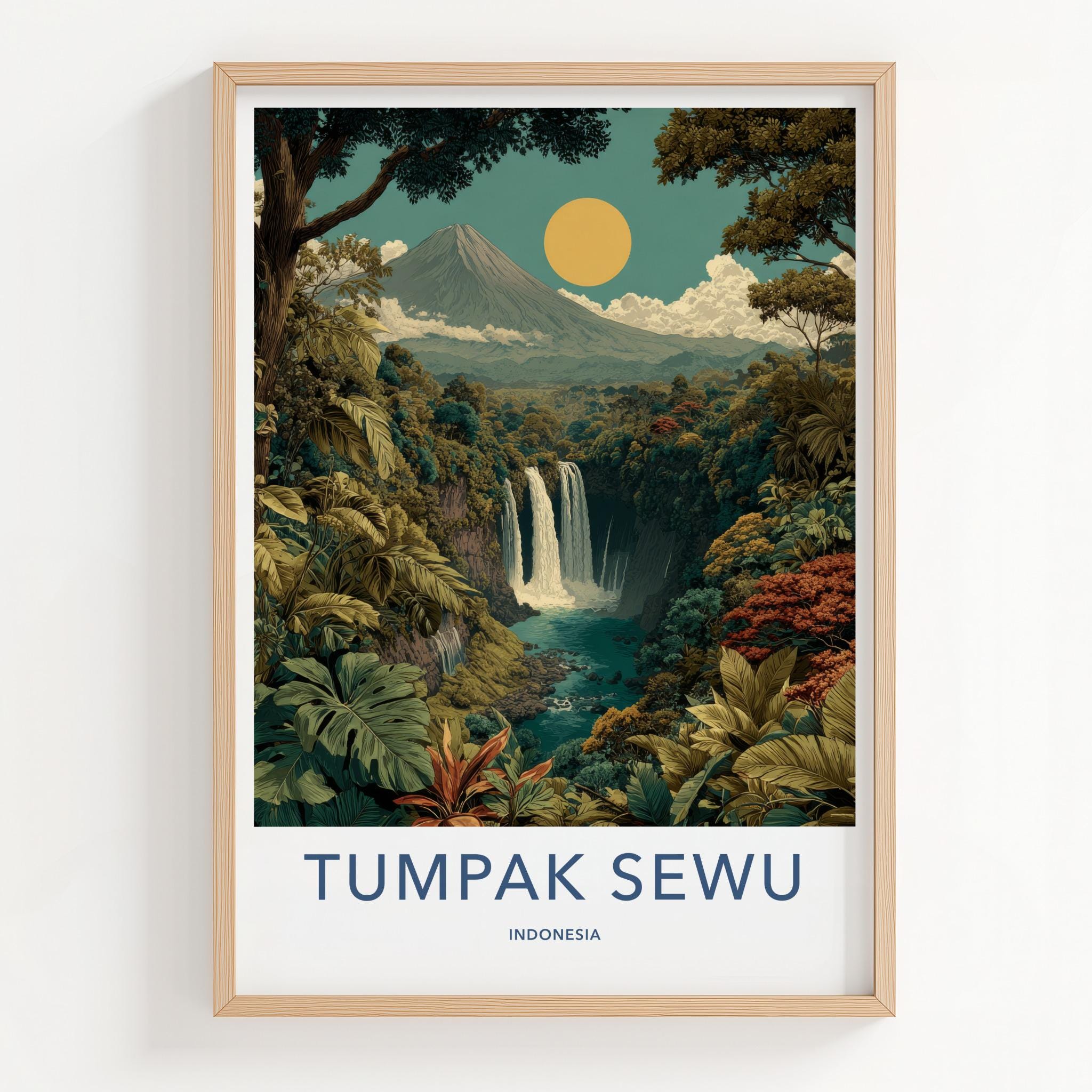Tumpak Sewu Poster - Indonesia Wall Art - Lush Jungle Waterfall Home Decor