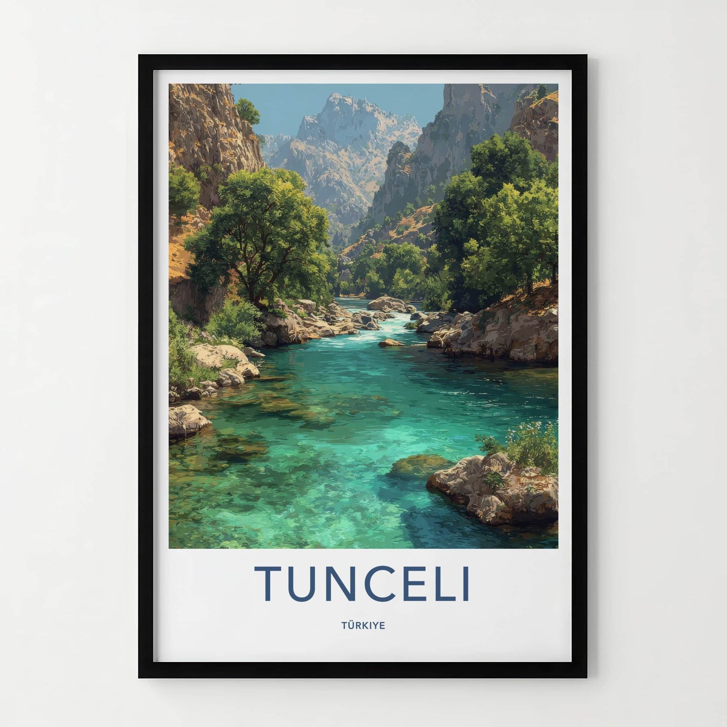 Tunceli Poster - Turkey Travel Art - Turquoise River Canyon Home Decor