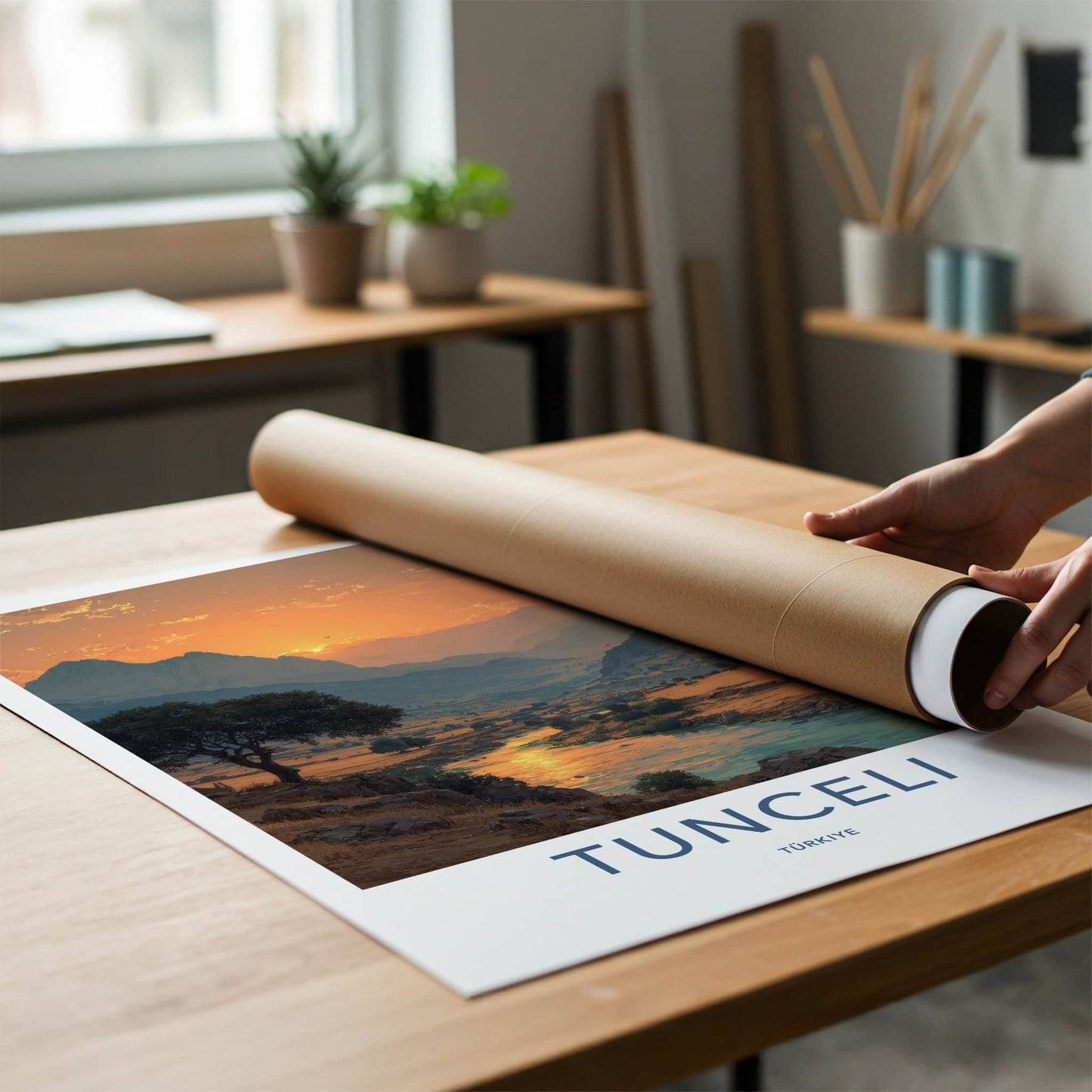 Tunceli Poster - Turkiye Travel Art - Golden River Sunset Home Decor