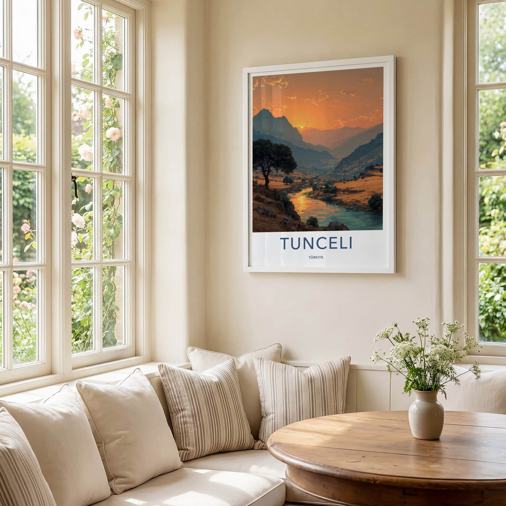 Tunceli Poster - Turkiye Travel Art - Golden River Sunset Home Decor