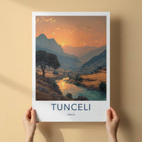 Tunceli Poster - Turkiye Travel Art - Golden River Sunset Home Decor