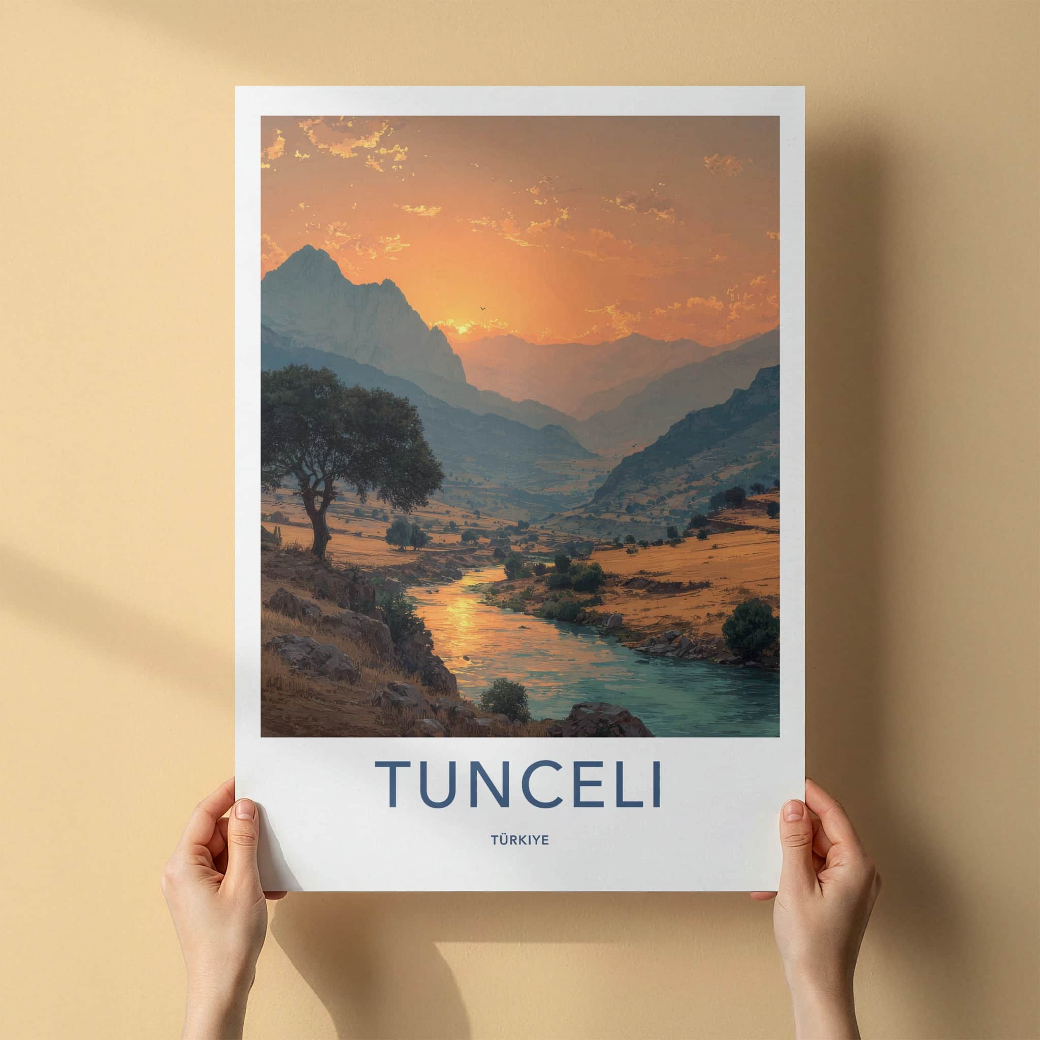 Tunceli Poster - Turkiye Travel Art - Golden River Sunset Home Decor