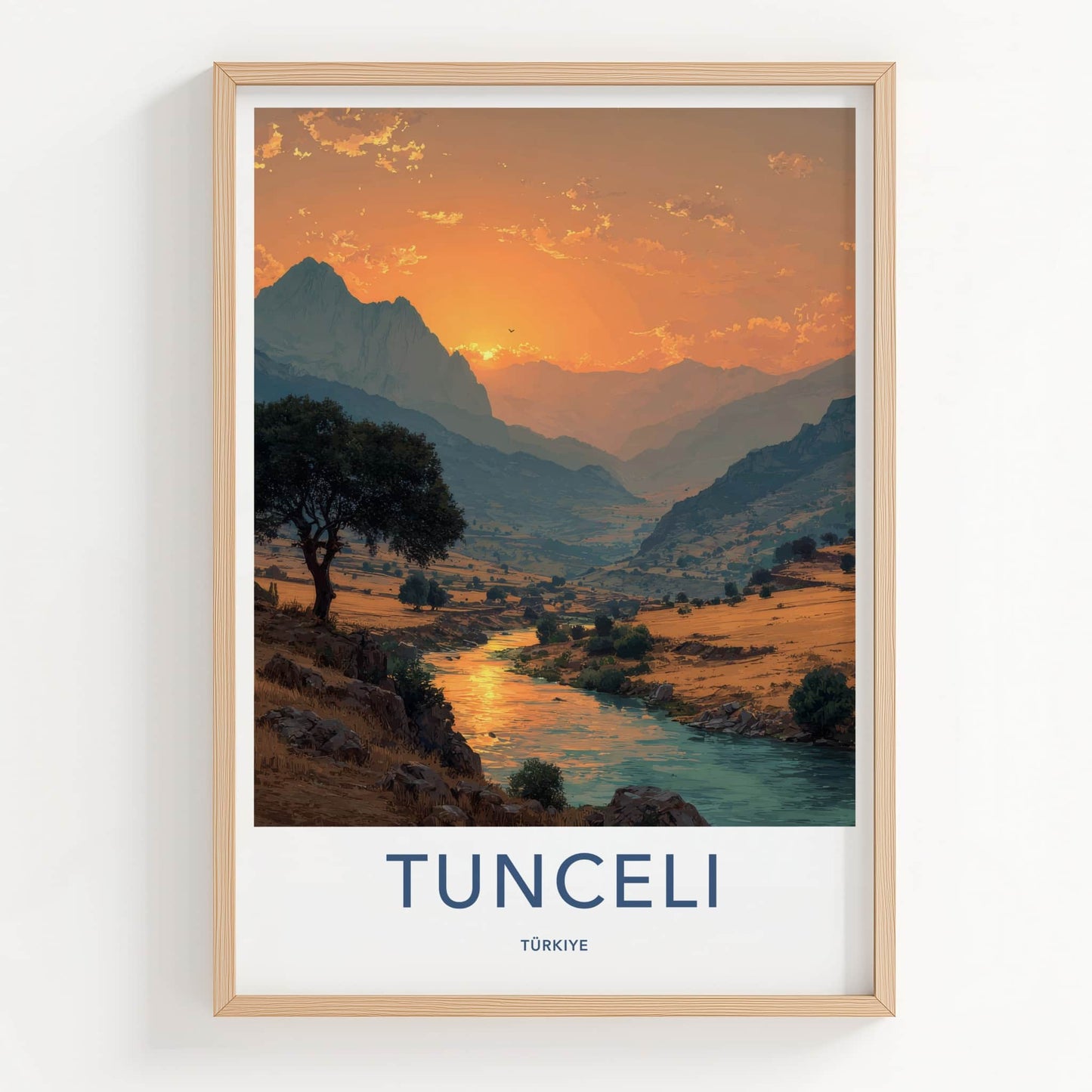 Tunceli Poster - Turkiye Travel Art - Golden River Sunset Home Decor