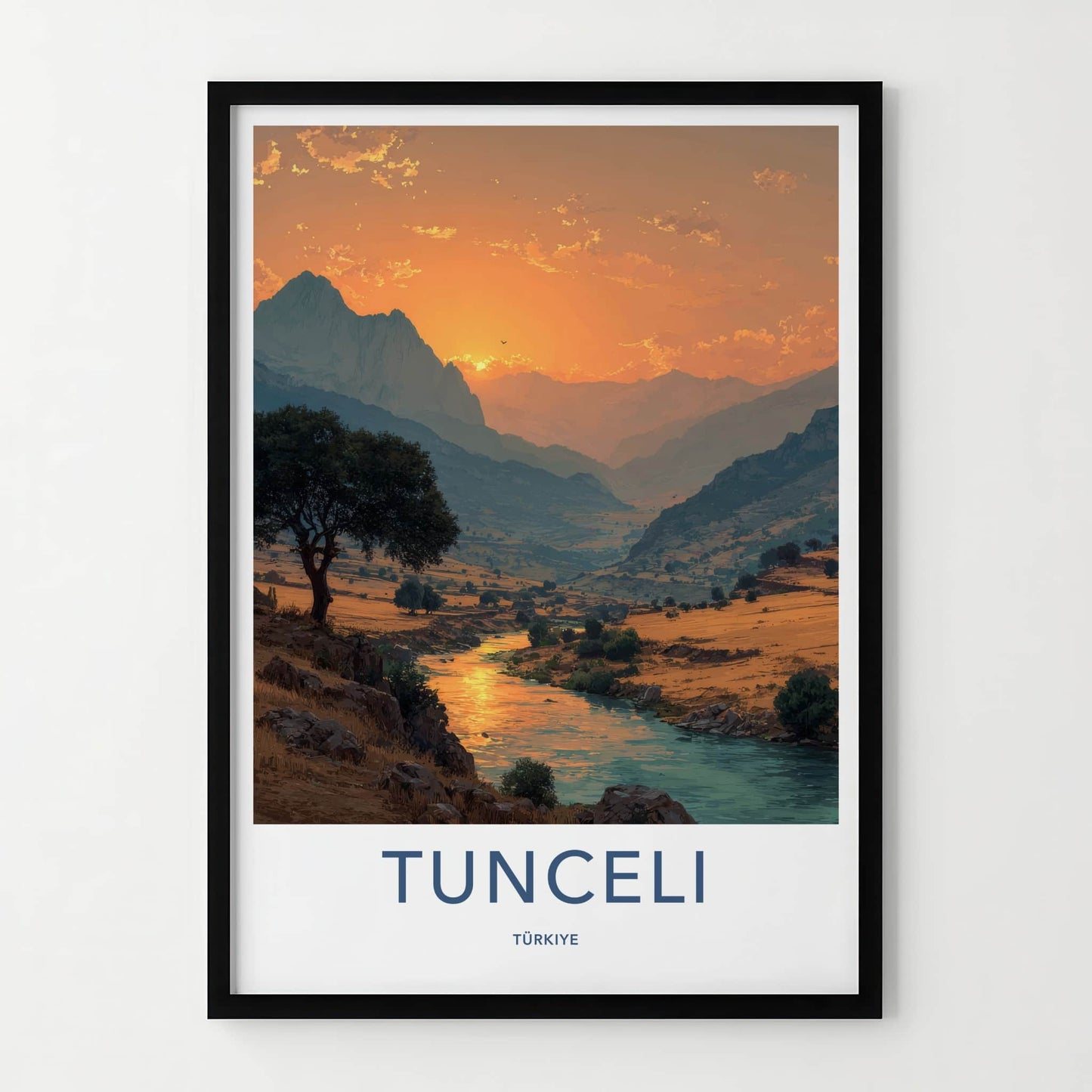 Tunceli Poster - Turkiye Travel Art - Golden River Sunset Home Decor