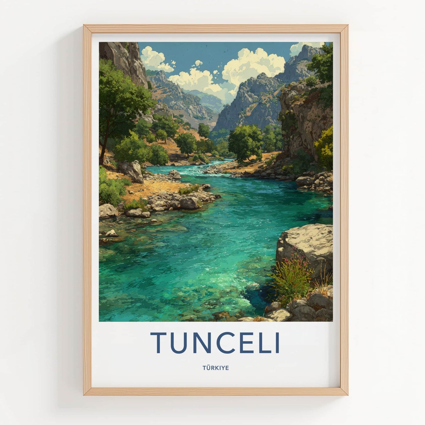 Tunceli Poster - Turkiye Travel Art - Turquoise River Valley Wall Decor