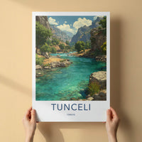 Tunceli Poster - Turkiye Travel Art - Turquoise River Valley Wall Decor