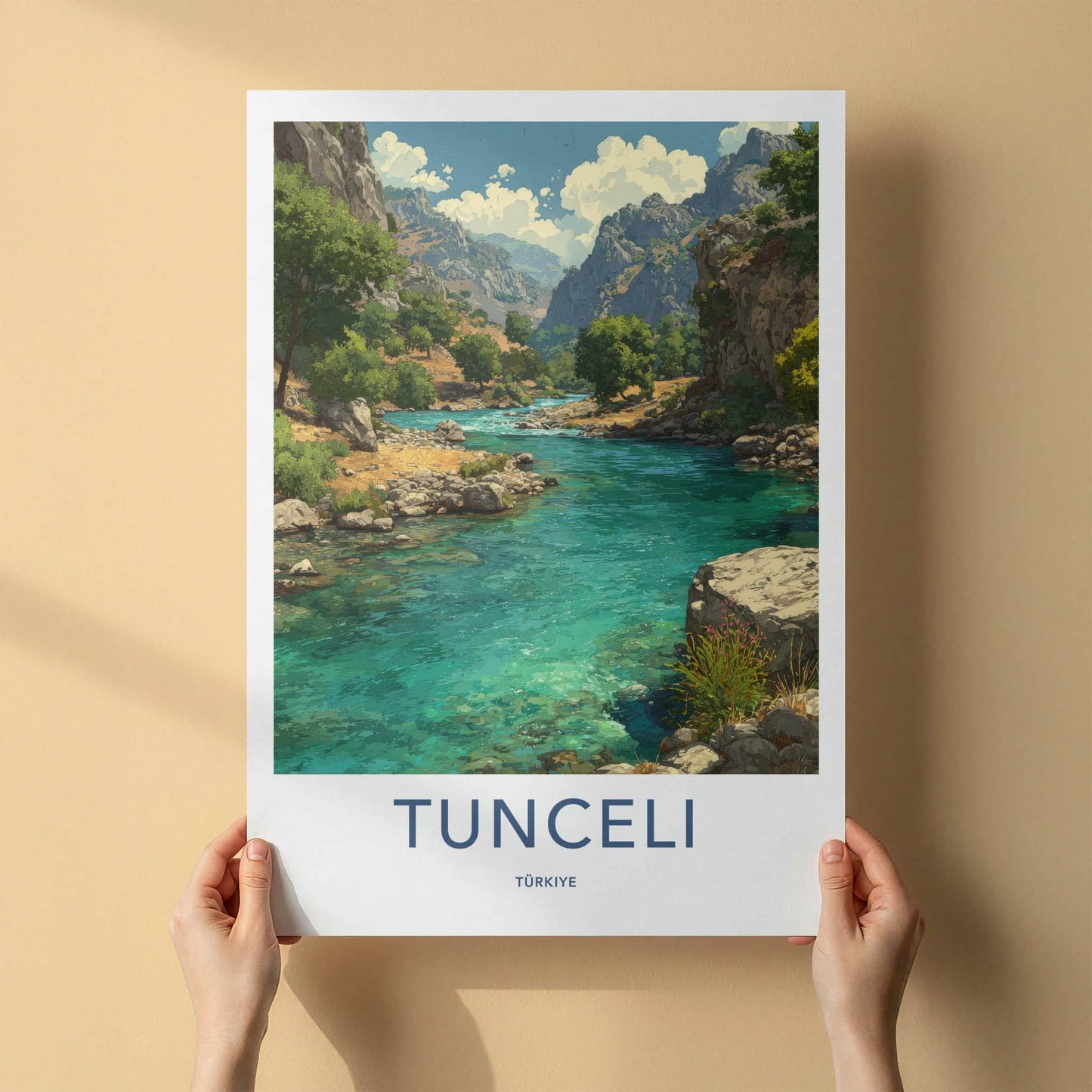 Tunceli Poster - Turkiye Travel Art - Turquoise River Valley Wall Decor