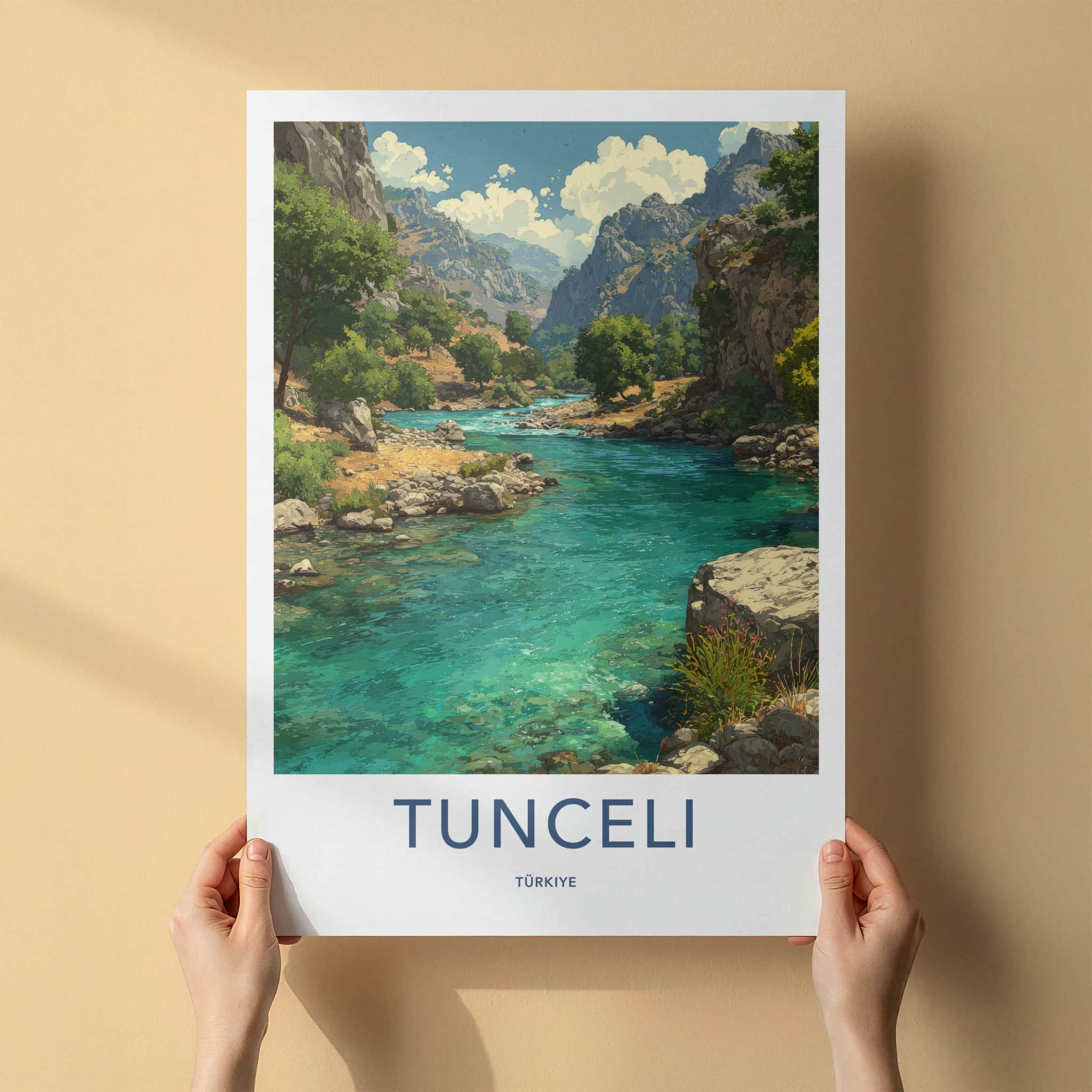 Tunceli Poster - Turkiye Travel Art - Turquoise River Valley Wall Decor