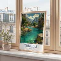 Tunceli Poster - Turkiye Travel Art - Turquoise River Valley Wall Decor