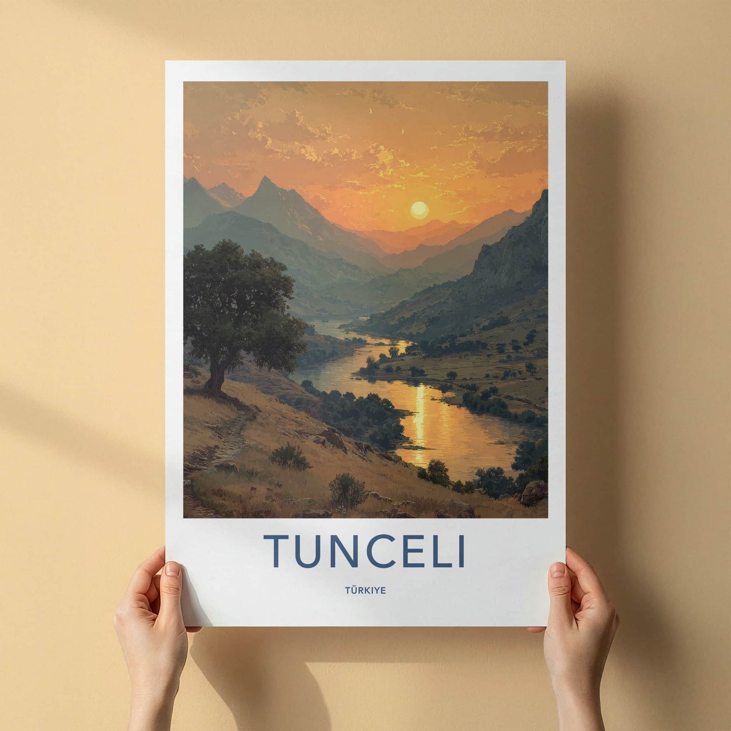 Tunceli Poster - Turkiye Wall Art - Golden River Landscape Home Decor