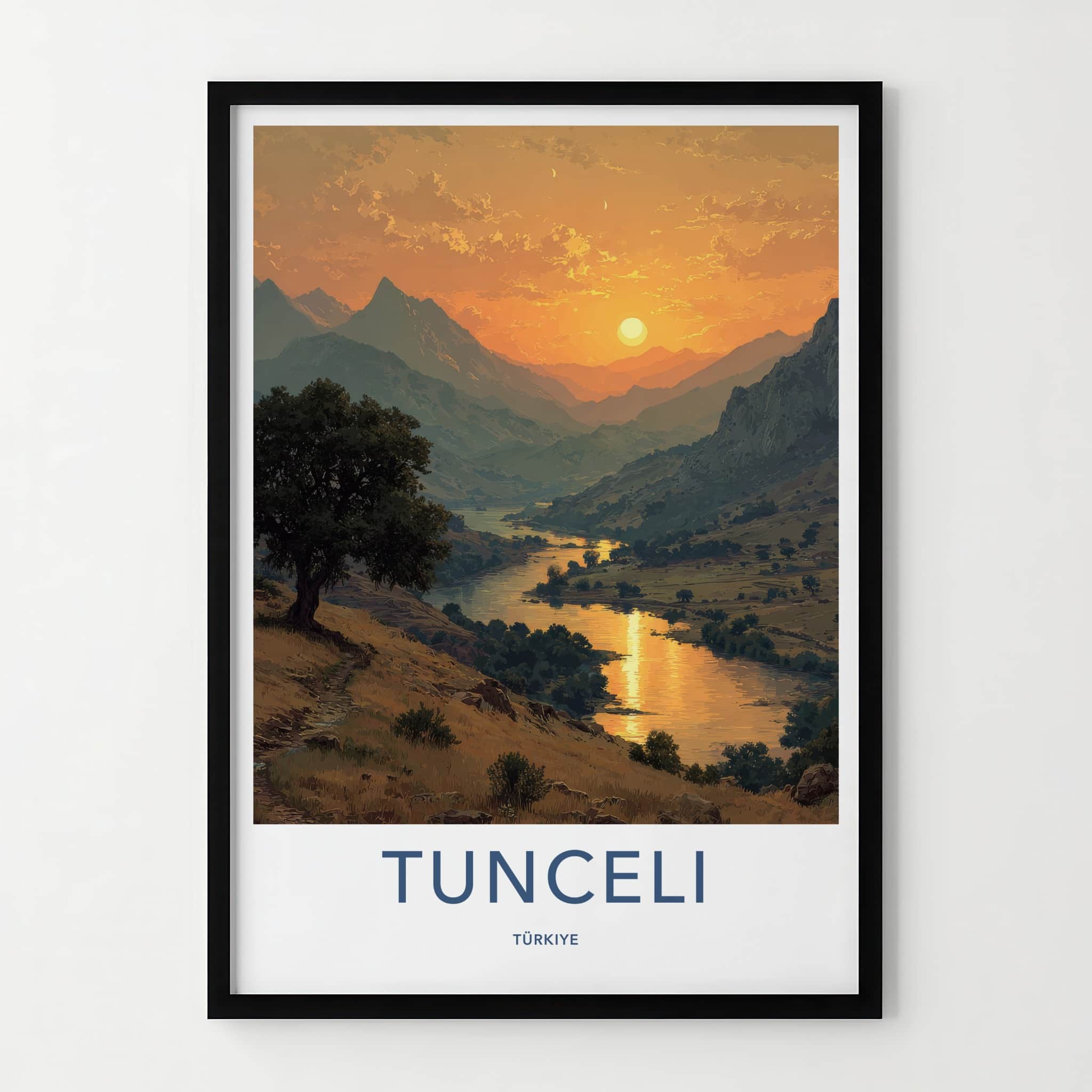 Tunceli Poster - Turkiye Wall Art - Golden River Landscape Home Decor
